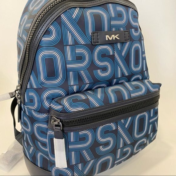 Michael Kors Mens Kent Graphic Logo Backpack Bag in Admiral - Picture 7 of 8